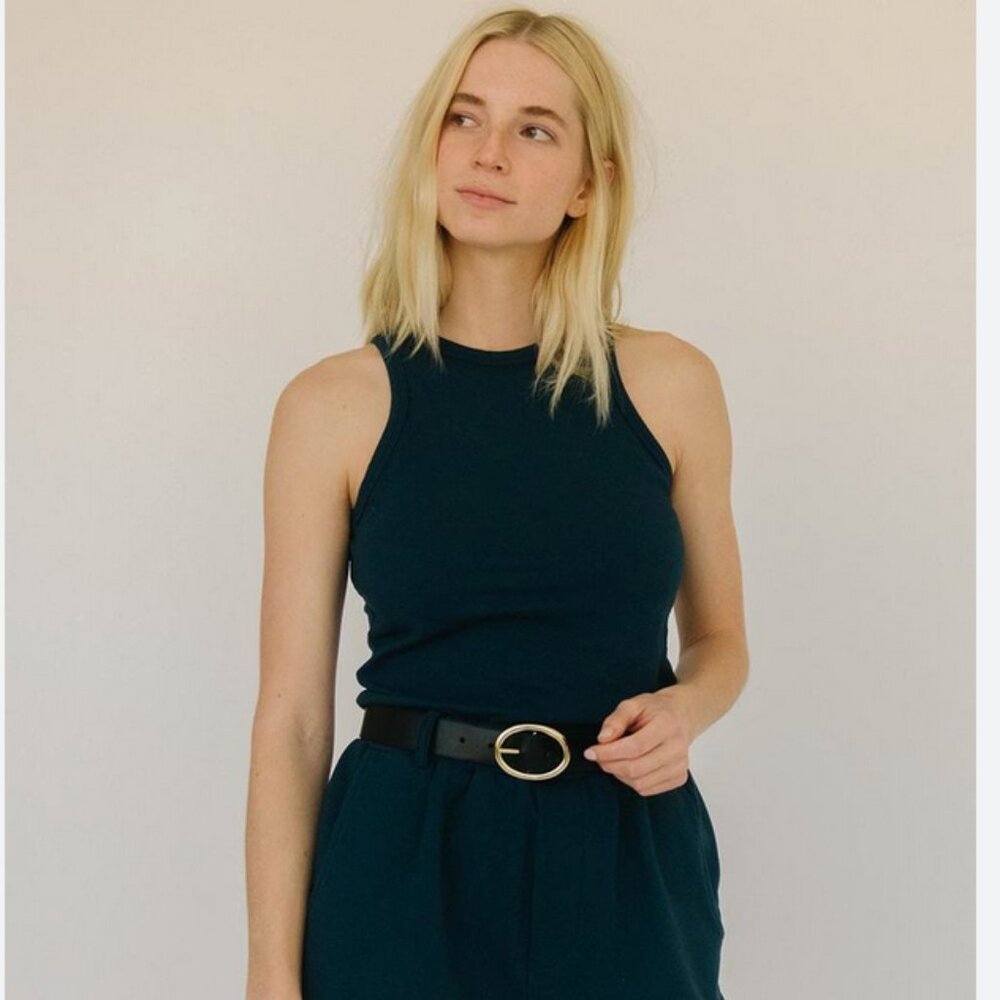 James street co navy ribbed razor tank top like new XS